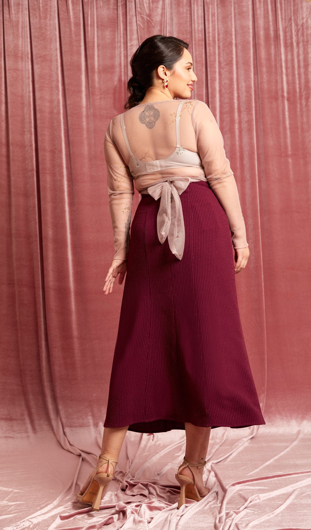 Burgundy skirt in store best sale