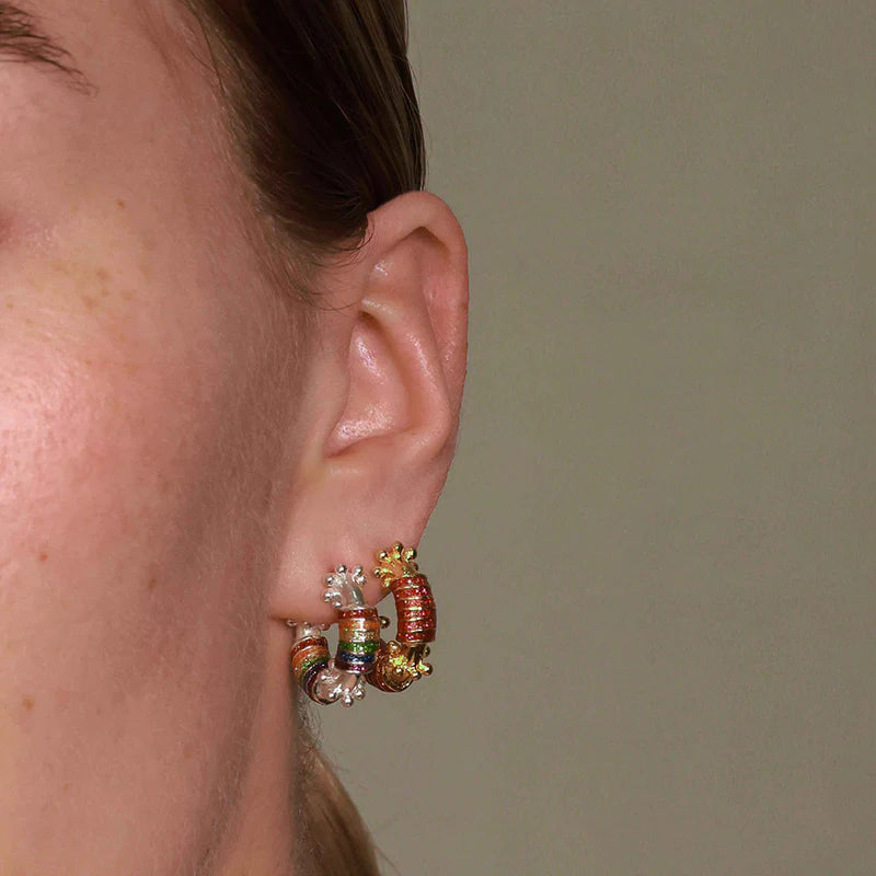 Monarch butterfly and green stone earrings. Floating Garden 