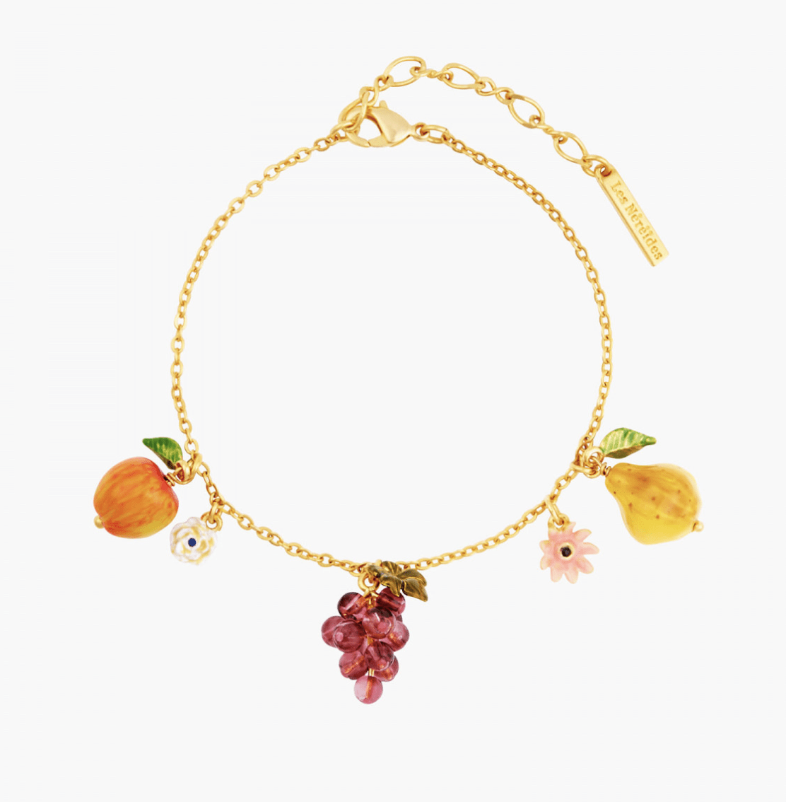 Orchard fruits and romantic flowers bracelet