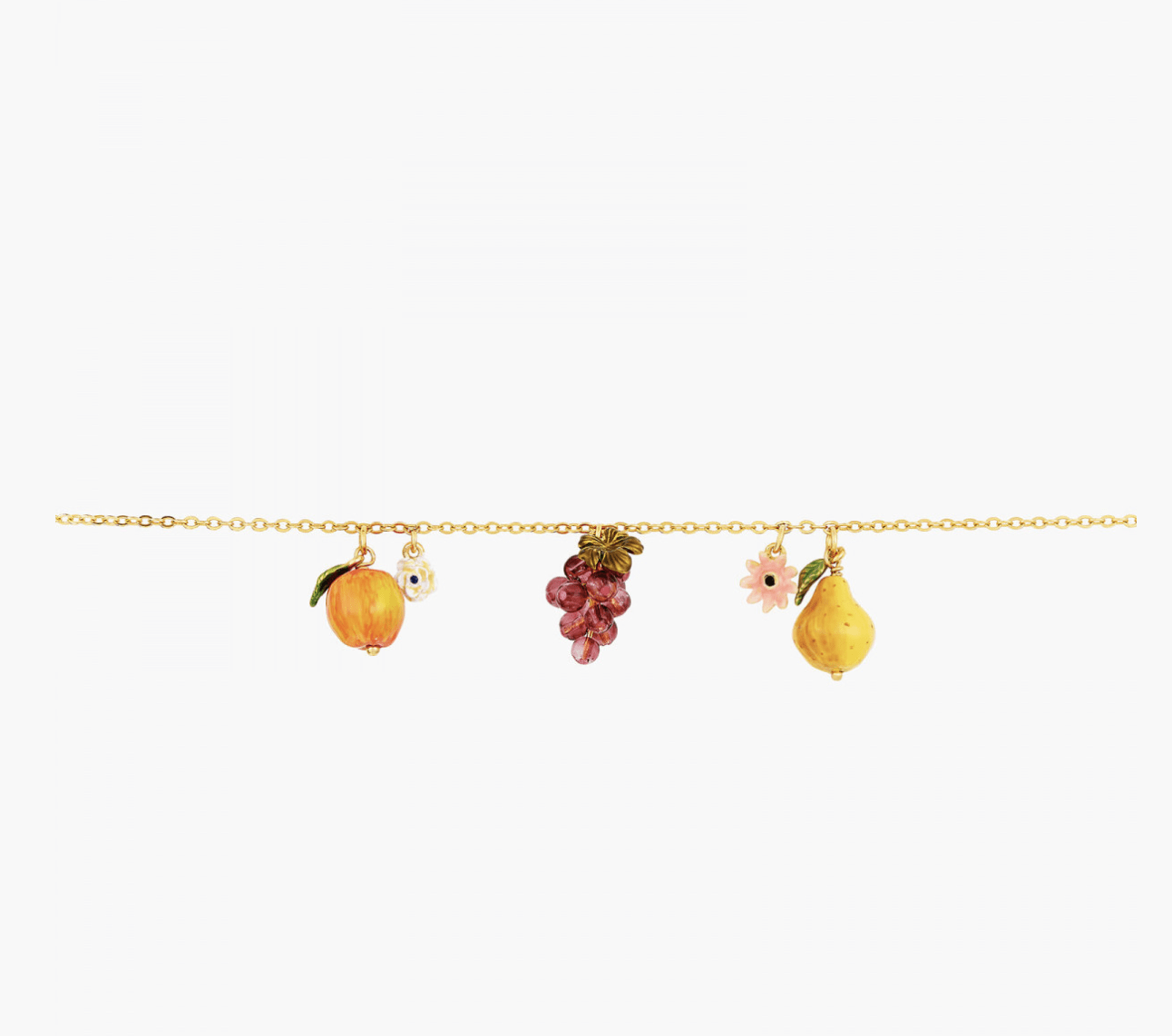 Orchard fruits and romantic flowers bracelet