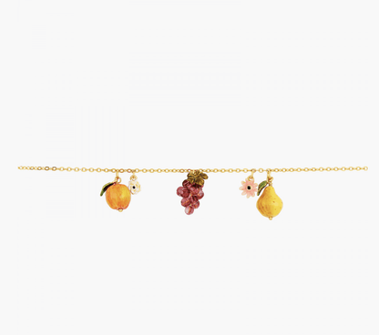 Orchard fruits and romantic flowers bracelet