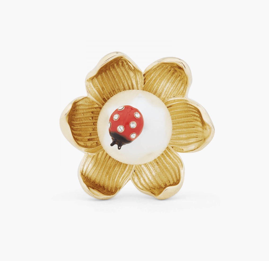 Ladybug and Anemone Brooch