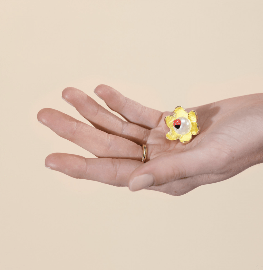 Ladybug and Anemone Brooch