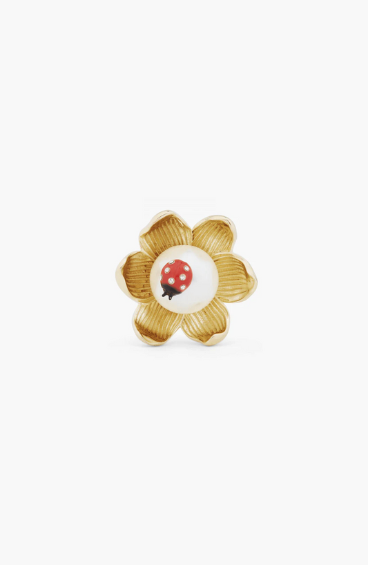 Ladybug and Anemone Brooch