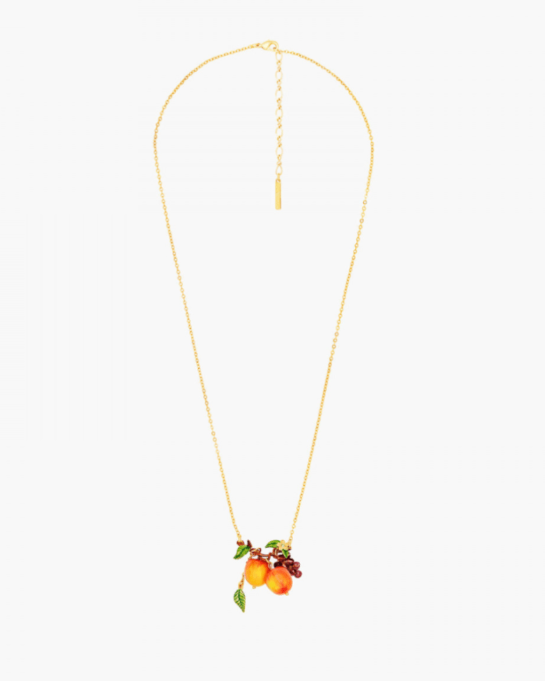 Crisp apples and bunches of grapes pendant necklace