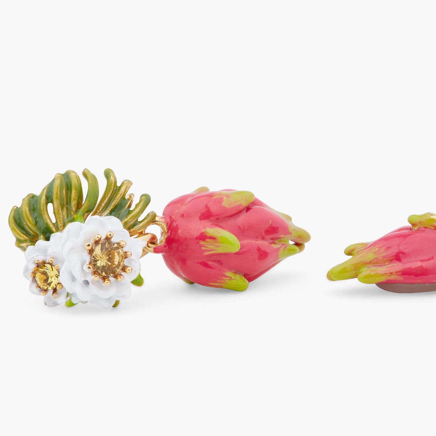 Pendientes bolitas colgantes fruta del dragón y flor de pitahaya