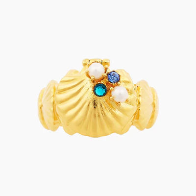 Escar Seashell and Crab Secret Ring