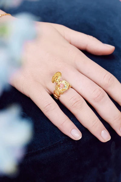 Escar Seashell and Crab Secret Ring